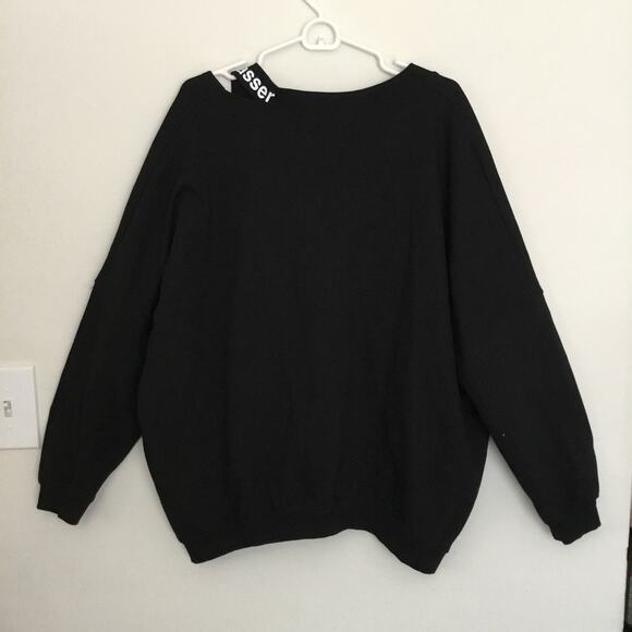 MILKY Made in Korea Oversize Black with White Collar Text Sweatshirt One Size - Picture 3 of 6